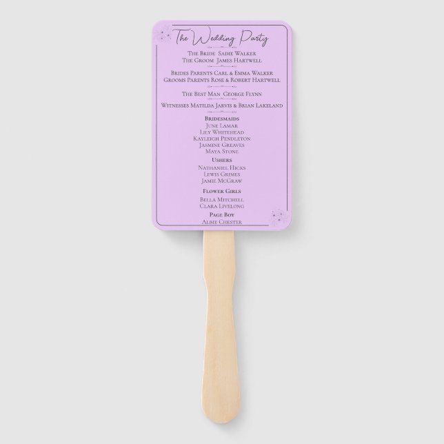 Anemone on Light Lilac Order of service hand Fans (Back)