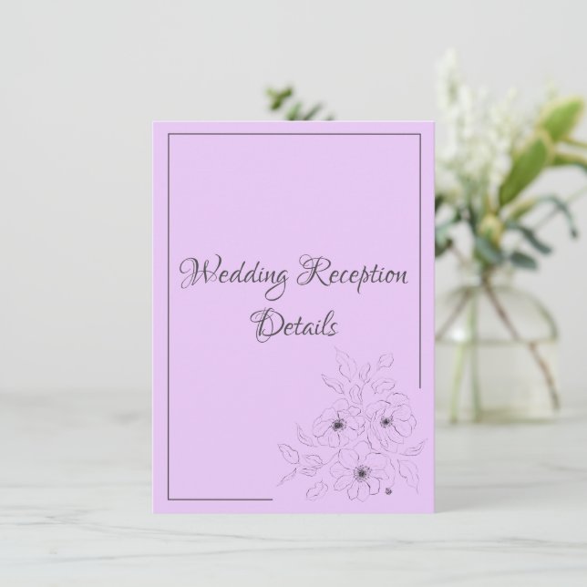 Anemone on Light Lilac Reception Enclosure Card (Standing Front)