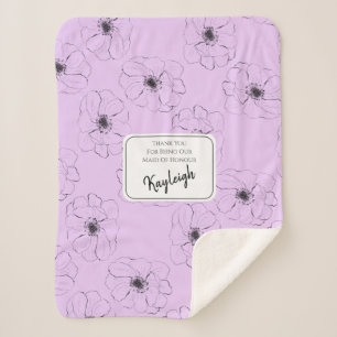 Anemone On Light Lilac Sherpa Blanket