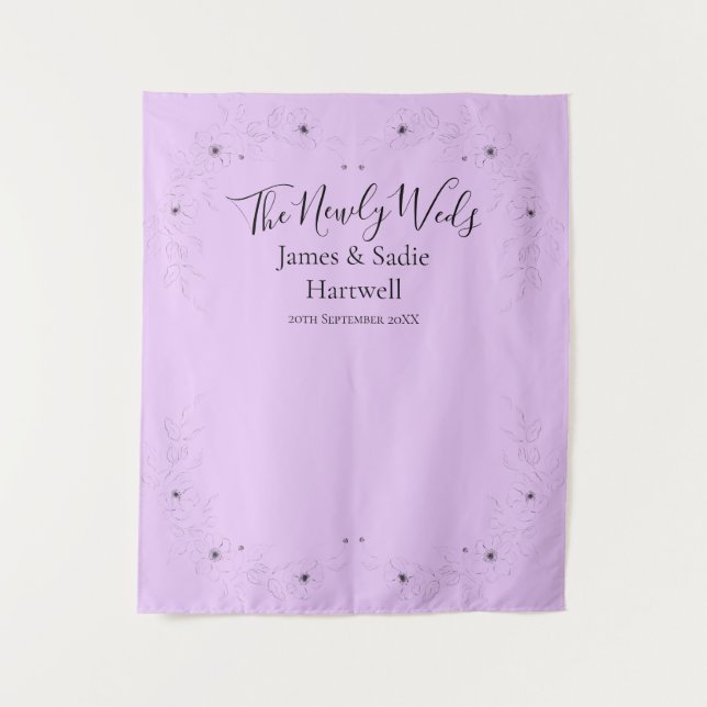 Anemone on Light Lilac Wedding Backdrop Tapestry (Front)