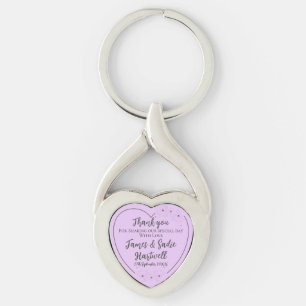 Anemone on Light Lilac Wedding Favour Key Ring