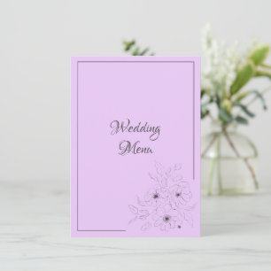 Anemone on Light Lilac Wedding Menu Enclosure Card