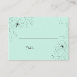 Anemone on Pale Mint background Flat Place Card* Card