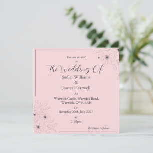 Anemone on Pale Rose* Invitation