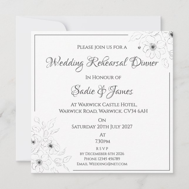 Anemone on White Invitation (Front)