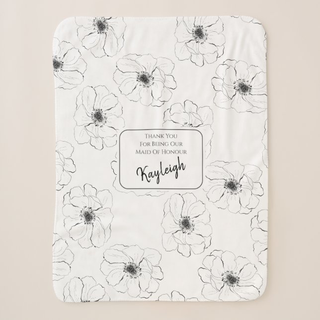 Anemone On White Sherpa Blanket (Front)