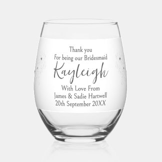 Anemone on White Stemless Wedding Glass