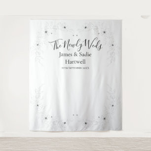 Anemone on White Wedding Backdrop Tapestry