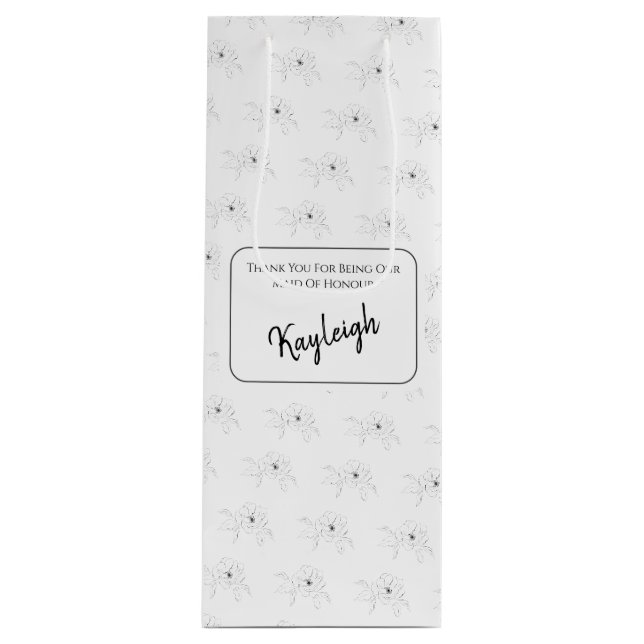 ~Anemone On White  Wine Gift Bag (Front)