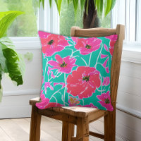 Anemone Painting Pattern Pink & Aqua Floral