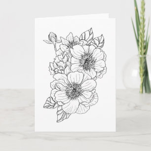Anemone Peony Colour It Yourself Blank Greeting Card