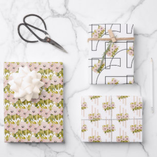Anemone Pink Flowers Watercolor Hand-painted Wrapping Paper Sheet