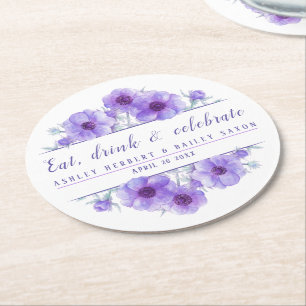 Anemone purple flower celebration coasters