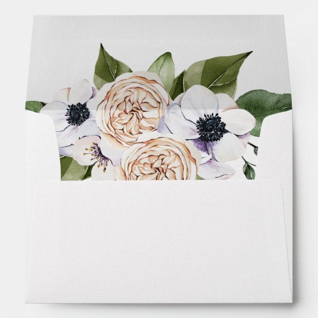 Anemone White Floral Envelope  (Back (Bottom))
