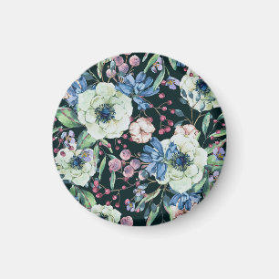 Anemone Wildflowers: Vintage Watercolor Pattern Magnet