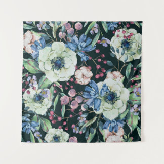 Anemone Wildflowers: Vintage Watercolor Pattern Tapestry