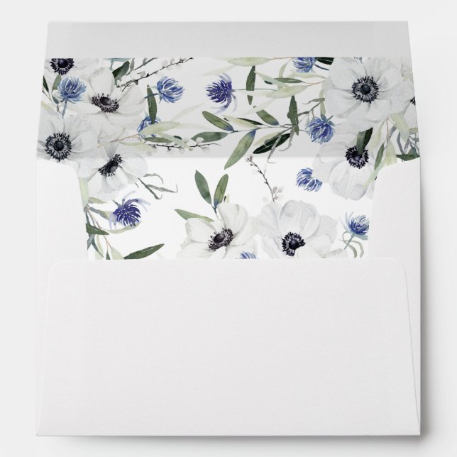 Anemone Winter White Floral 2 Envelope (Back (Bottom))