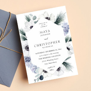 Anemone Winter White Floral Wedding Invitation