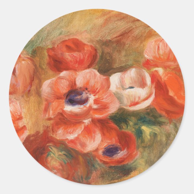 Anemones (2) by Auguste Renoir Classic Round Sticker (Front)