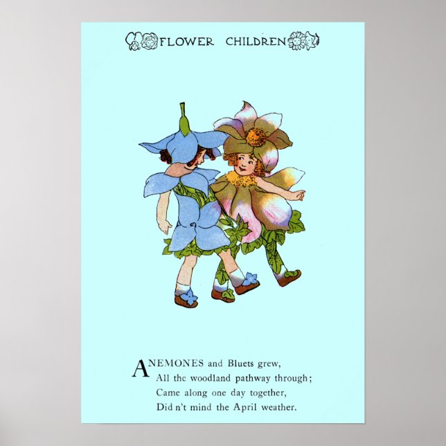 Anemones and Bluets Poster (Front)