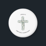 Anemones and Eucalyptus cross First Holy Communion Magnet<br><div class="desc">Anemones and Eucalyptus cross First Holy Communion</div>