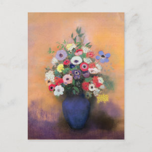 Anemones and lilac in a Blue Vase, after 1912 Postcard