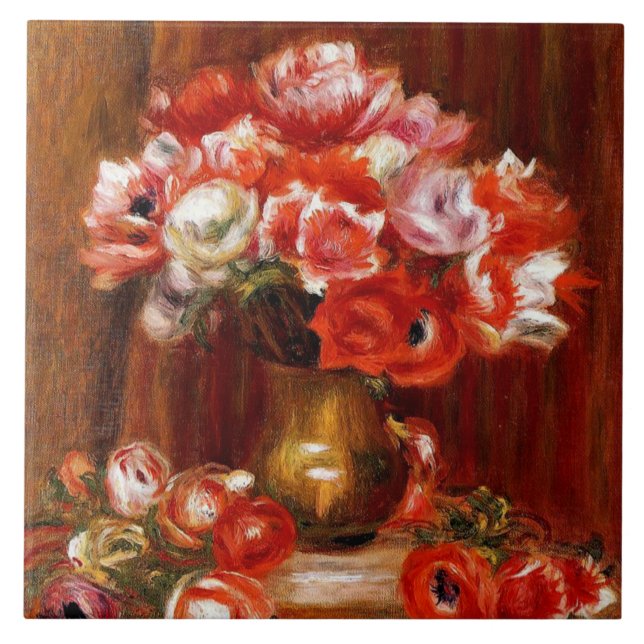 Anemones by Pierre Renoir, fine art painting, Tile (Front)