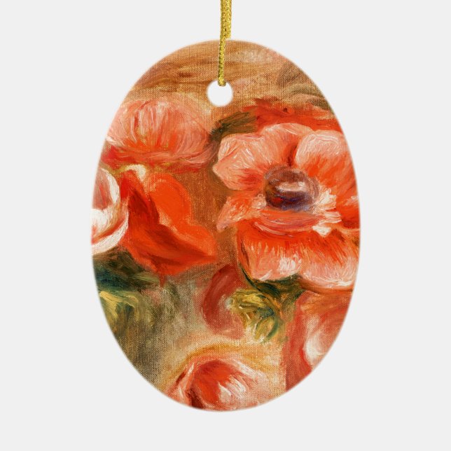 Anemones by Renoir Impressionist Painting Ceramic Tree Decoration (Front)