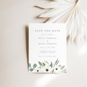 Anemones & Dusty Eucalyptus Save the Date Card