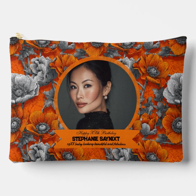 Anemones Flower Women Birthday Customised Accessory Pouch (Front)