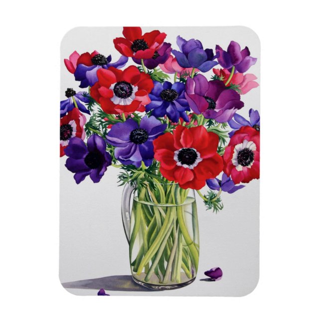 Anemones in a Glass Jug Magnet (Vertical)