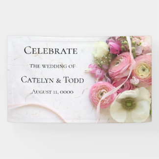 Anemones, ranunculus, ribbon  banner