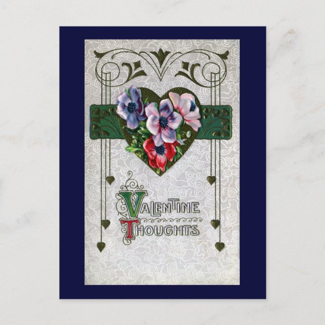 Anemones Vintage Valentine Holiday Postcard (Front)