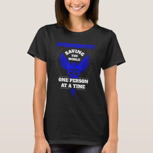 Anesthetist Saving The World Caduceus Blue Design T-Shirt