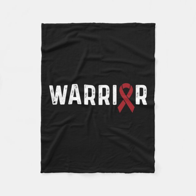 Aneurysm Awareness Burgundy Ribbon Warrior  Fleece Blanket (Front)