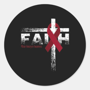 Aneurysm Awareness Christian Faith And Cross Classic Round Sticker