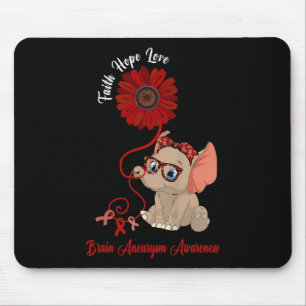 Aneurysm Awareness Elephant Faith Hope Love Sunflo Mouse Pad