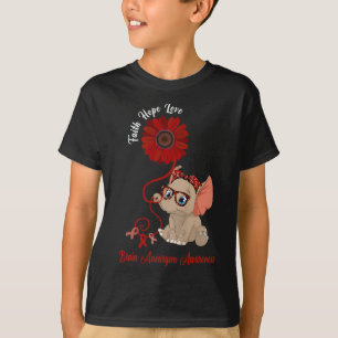 Aneurysm Awareness Elephant Faith Hope Love Sunflo T-Shirt