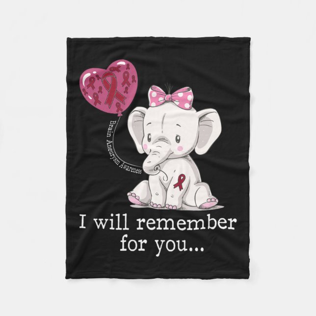 Aneurysm Awareness Elephant  Fleece Blanket (Front)