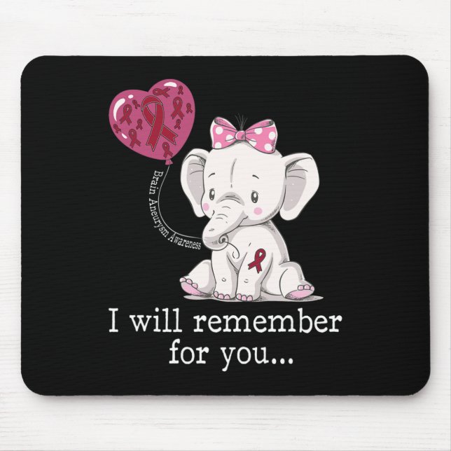 Aneurysm Awareness Elephant  Mouse Pad (Front)