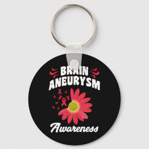 Aneurysm Awareness Flower Ribbon Support Graphic  Key Ring