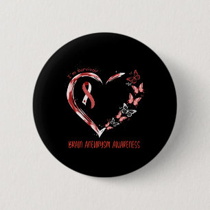 Aneurysm Awareness I'm Survivor Heart Ribbon 1  6 Cm Round Badge