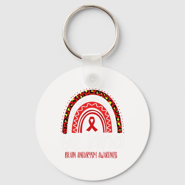 Aneurysm Awareness Leopard Rainbow Choose Kindness Key Ring (Front)