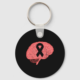 Aneurysm Awareness Month Ribbon With Words 1 Key Ring