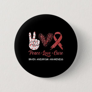 Aneurysm Awareness Peace Love Cure Leopard 1 6 Cm Round Badge