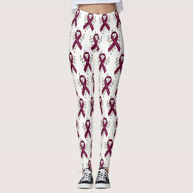 Aneurysm Awareness Ribbon Leggings (Front)