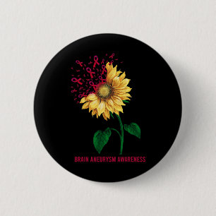 Aneurysm Awareness Sunflower 6 Cm Round Badge