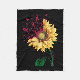 Aneurysm Awareness Sunflower Burgundy Ribbon Fight Fleece Blanket