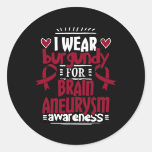 Aneurysm Awareness T - Burgundy Ribbon  Classic Round Sticker