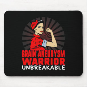 Aneurysm Awareness Unbreakable Women Red Ribbon Fl Mouse Pad